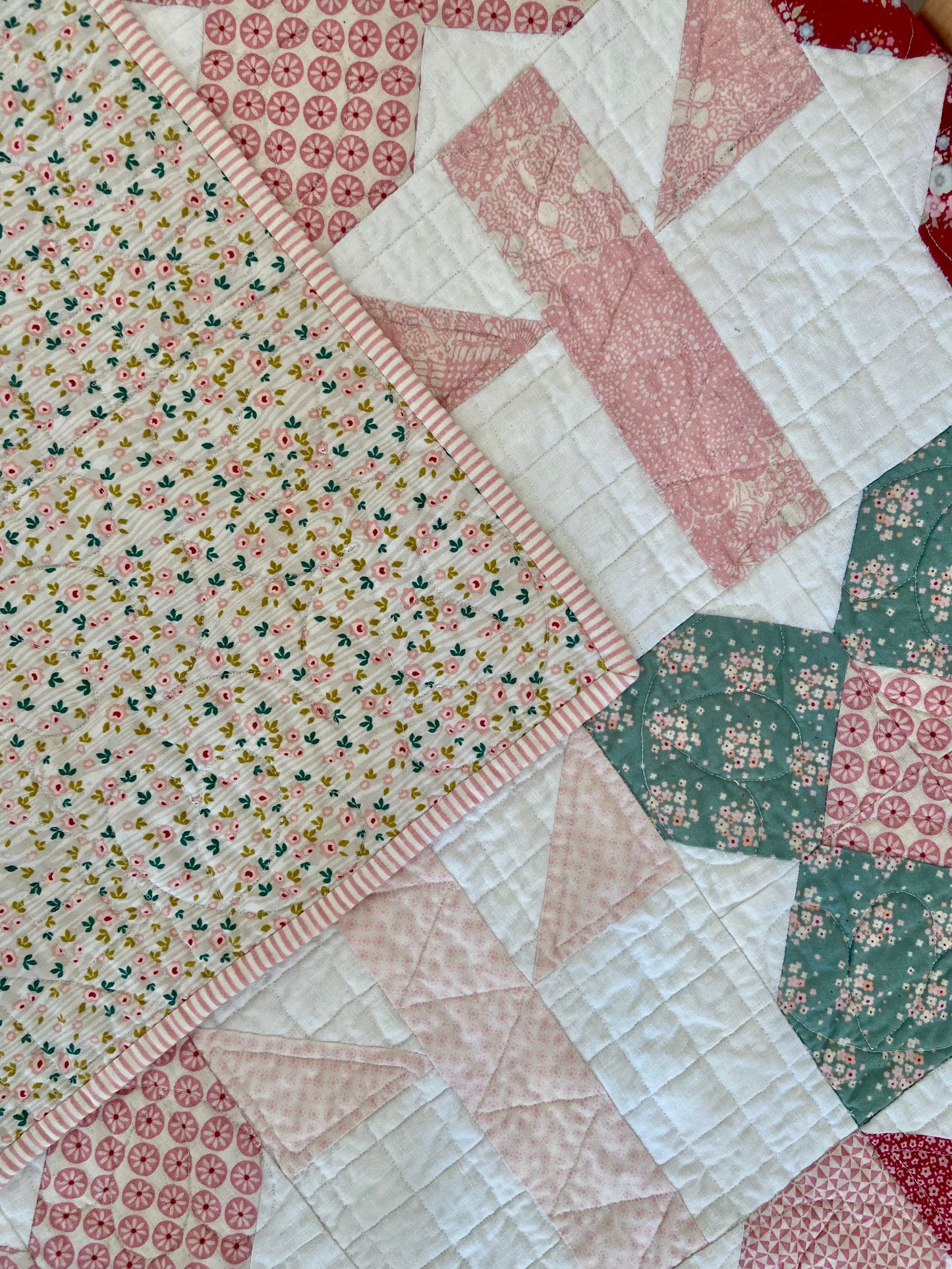 ‘Flower Daze’ Quilt & Matching Toddler Pillow Case- One of a kind