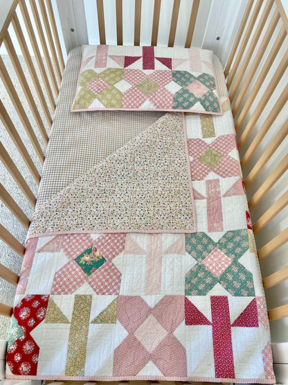 ‘Flower Daze’ Quilt & Matching Toddler Pillow Case- One of a kind