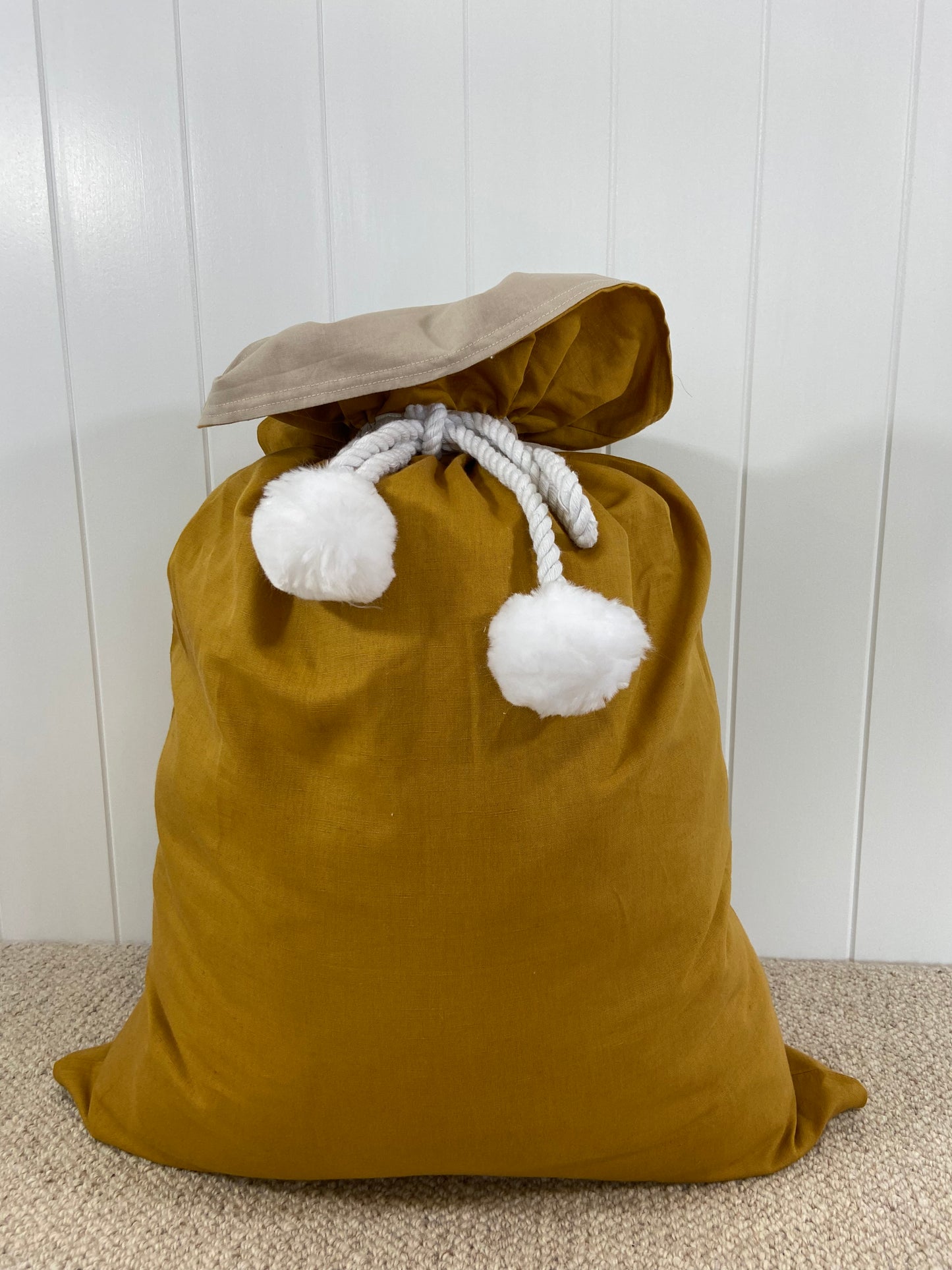 Linen Blend Santa Sack - TURMERIC