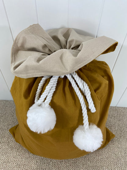 Linen Blend Santa Sack - TURMERIC