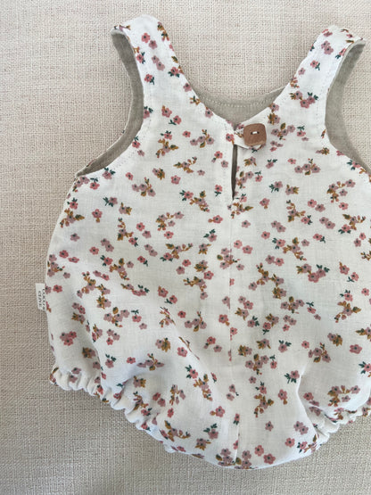 Reversible Romper ~ Floral & Linen