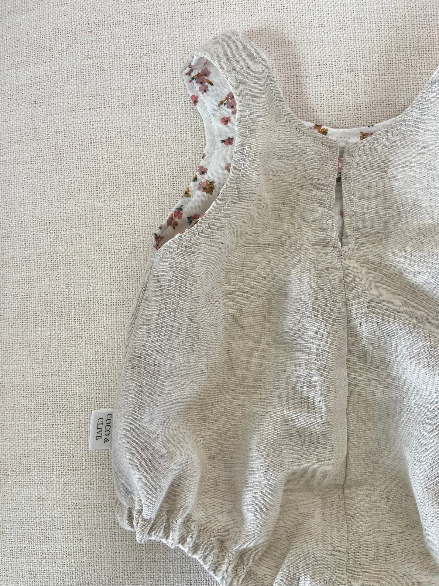 Reversible Romper ~ Floral & Linen