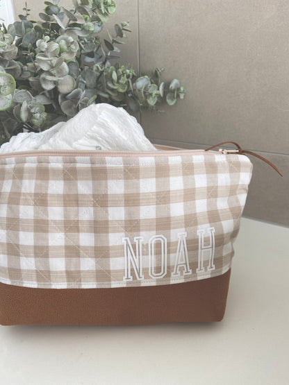 Gingham Toiletries or Nappy Pouch