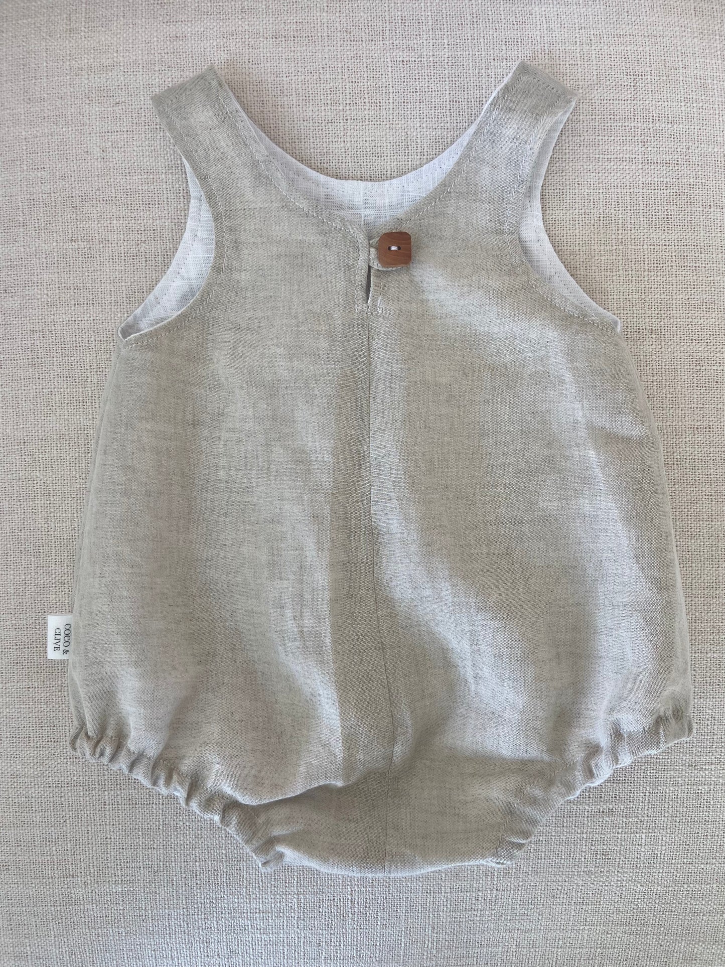 Reversible Romper ~ Linen & White