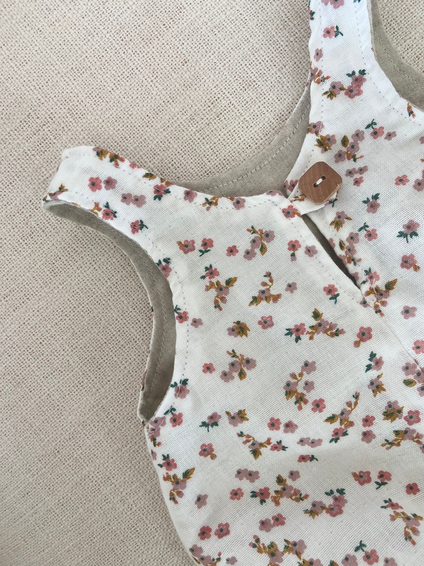 Reversible Romper ~ Floral & Linen