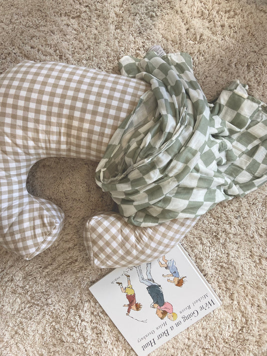 Nursing Pillow - Natural Gingham