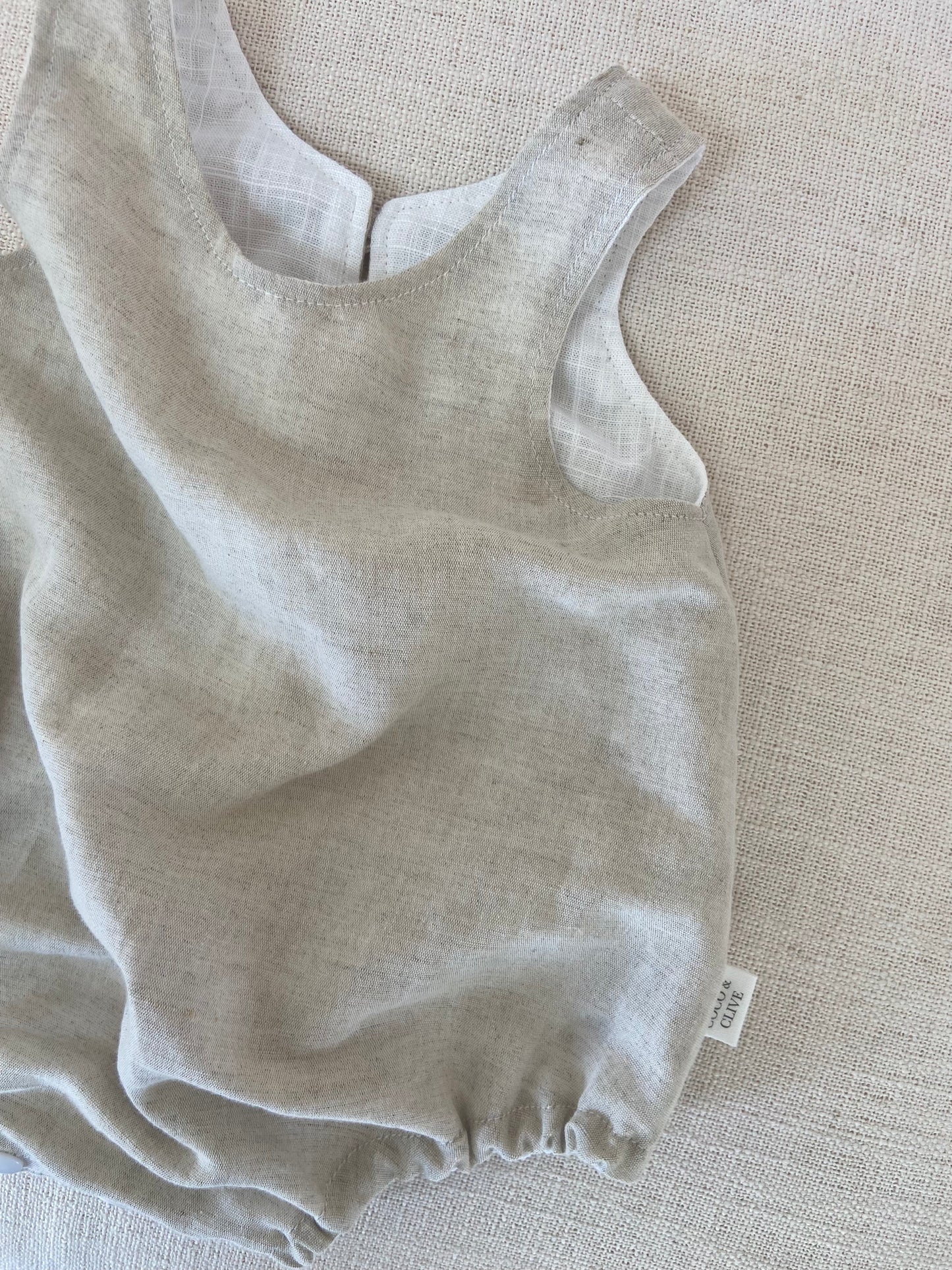 Reversible Romper ~ Linen & White