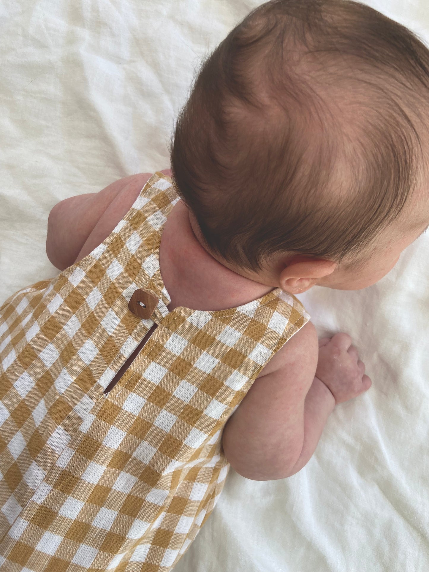 Reversible Romper ~ Mustard & White